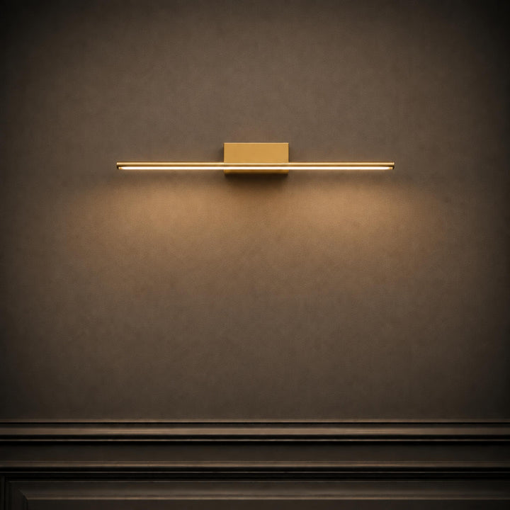 Modern Brass Vanity Light Wall Mounted Slim Cylinder LED Fixture for Bathroom Lighting