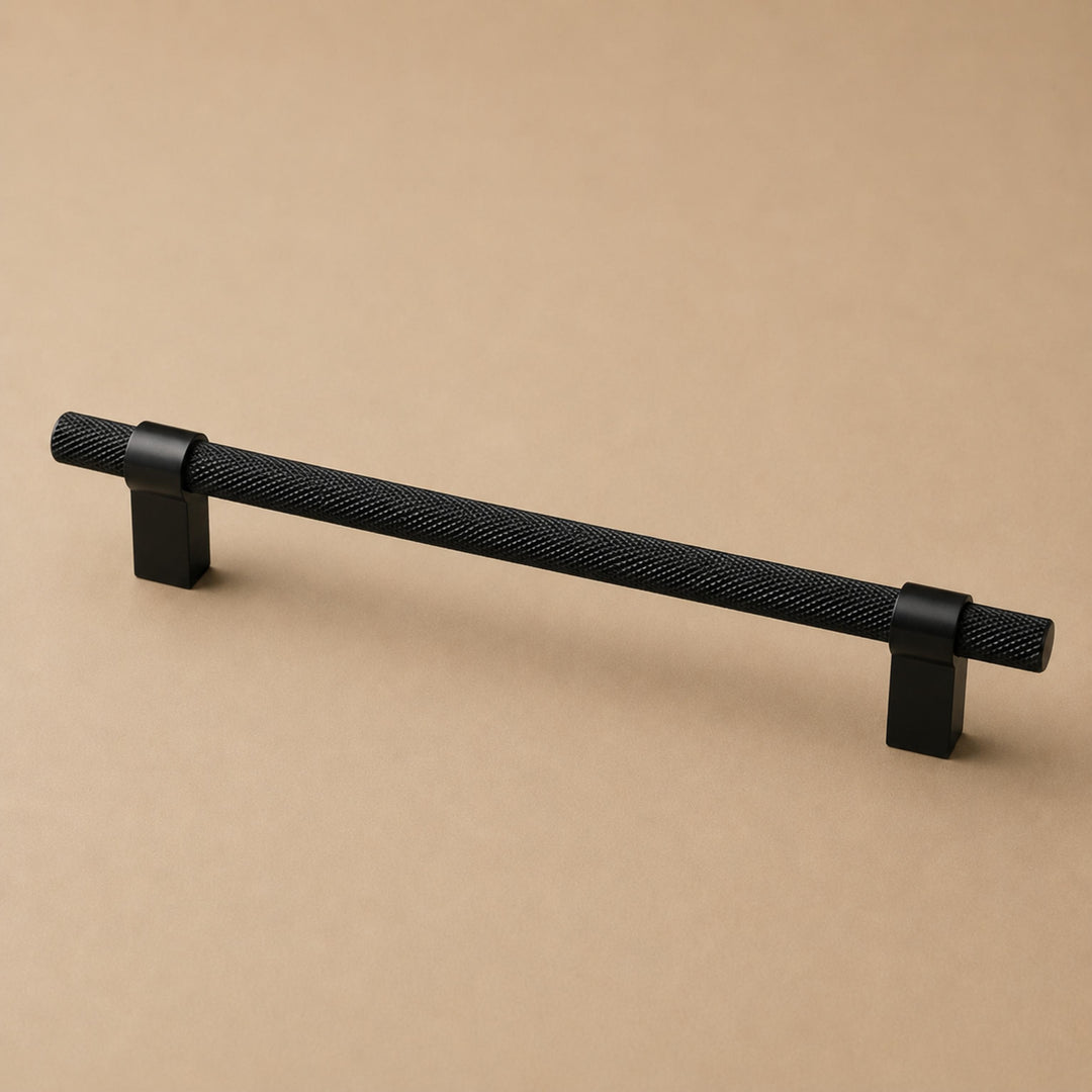 Modern Knurled Kitchen Cabinet Handles and Drawer Pulls Set Durable Metal 3.8-12.6 Inch Options