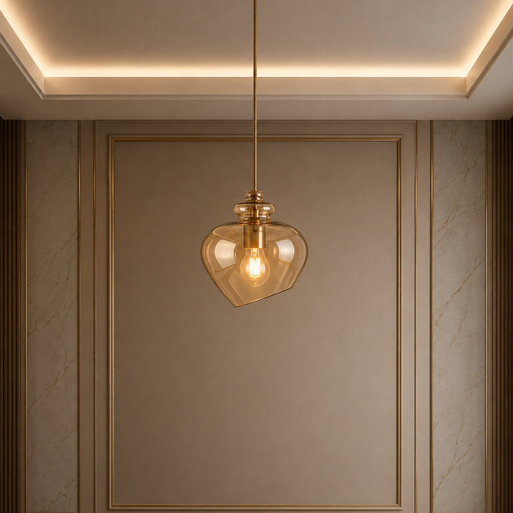 Modern Glass Pendant Light with Adjustable Metal Shade for Kitchen Pendant Lighting E26 Base