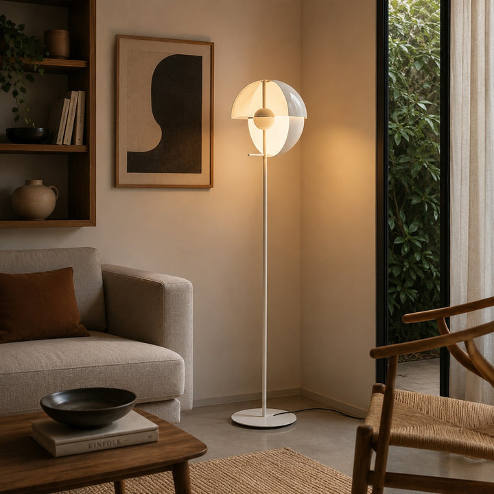 Modern Floor Lamp Adjustable Shade Iron and Acrylic Dimmable Indoor Lighting for Living Room