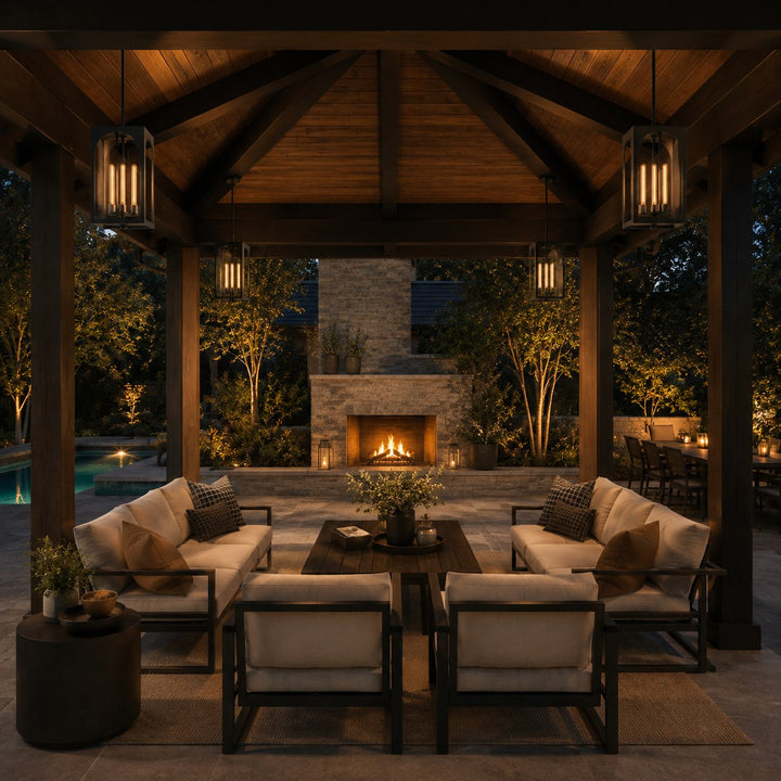 Brass & Black Outdoor Lantern Pendant Light – 18″ or 28″