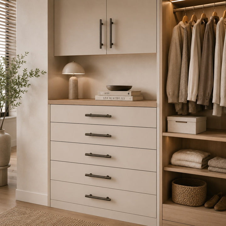 Contemporary Cabinet Handles Set Ergonomic Pulls and Knobs Durable Metal for Kitchen Drawers