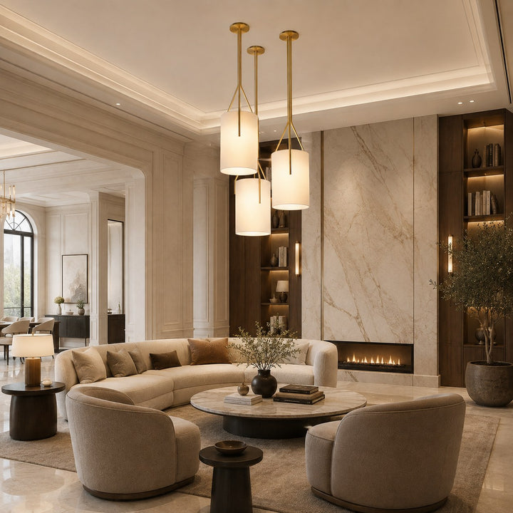 Modern Chandelier Light Adjustable Height Hanging Light Fixtures Gold Metal LED Compatible