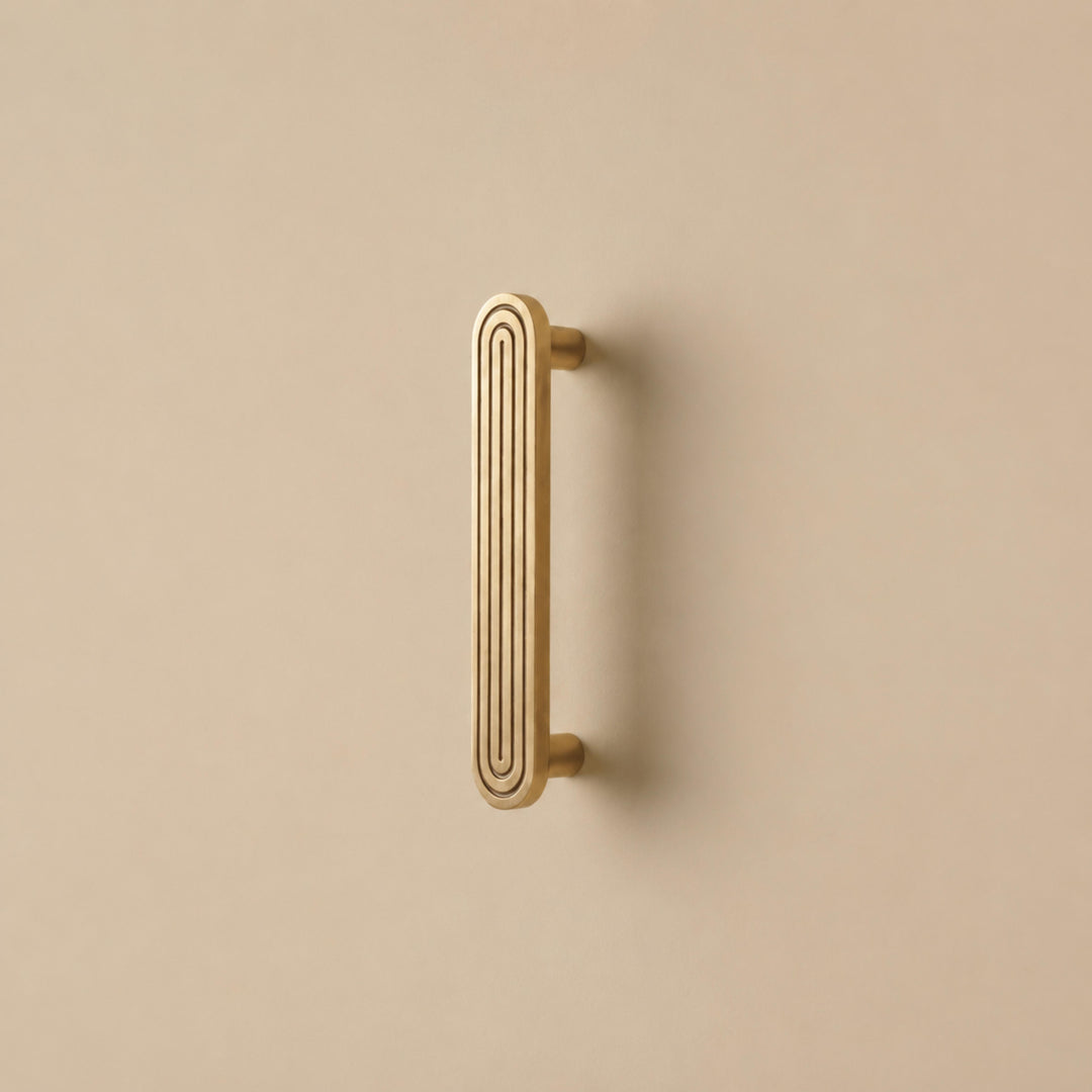 Art Deco Solid Brass Cabinet Knobs and Drawer Pulls with Rounded Edges for Modern Vintage Style