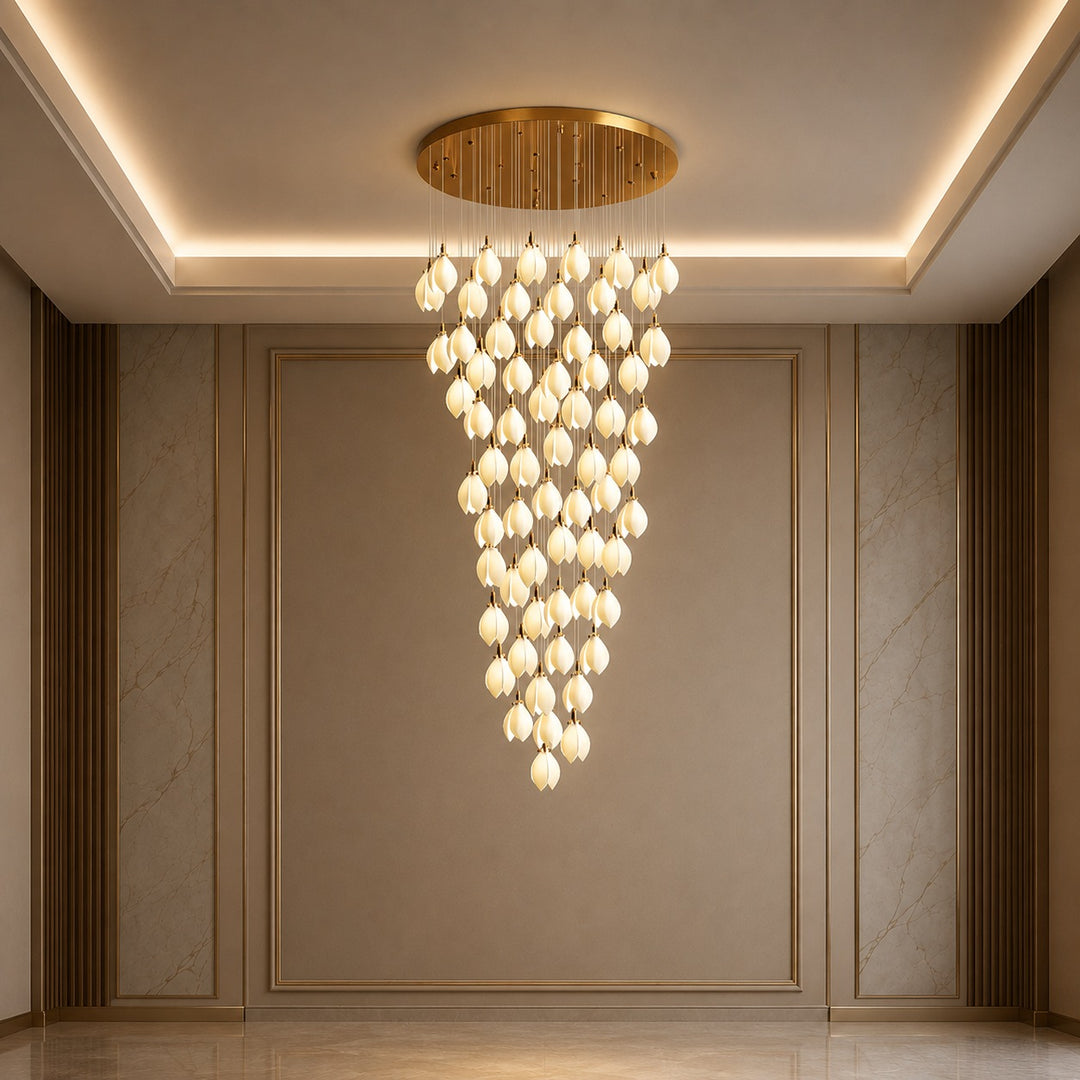 Modern Chandelier Ceiling Light Adjustable Hanging Metal and Ceramic LED Compatible 7 to 64 Lights