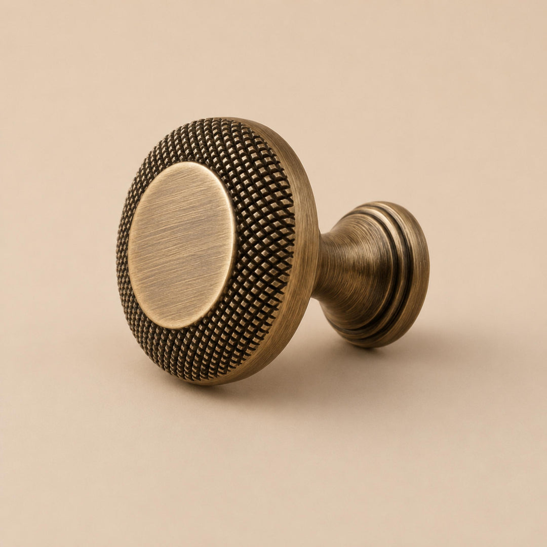 Modern Cabinet Hardware Set Solid Brass Textured Edge Cabinet Knobs and Drawer Pulls for Kitchen