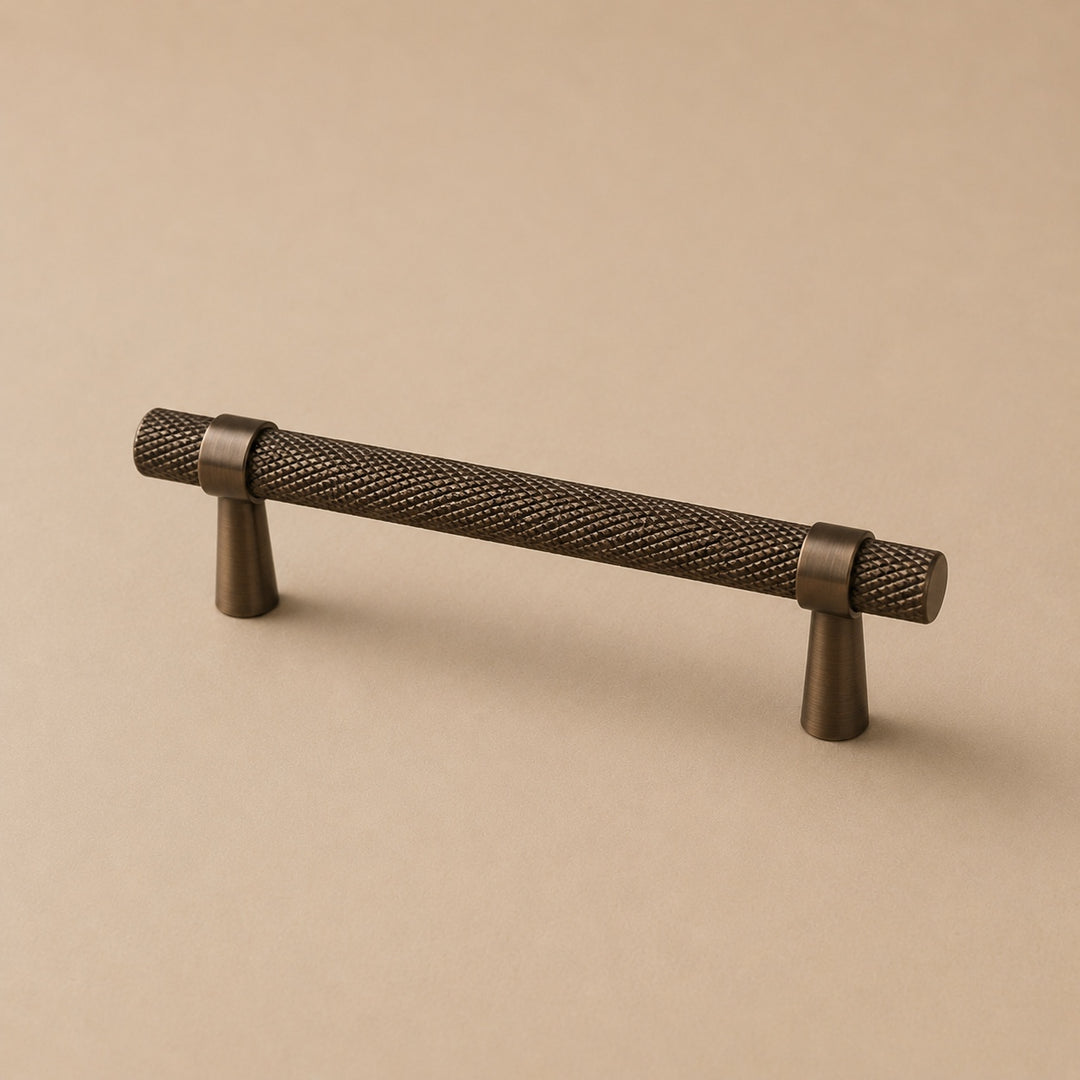 Modern Knurled Cabinet Handle Brass Fixture with Durable Grip for Cabinets and Drawers