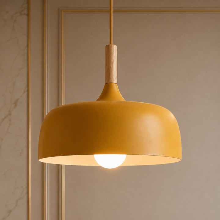 Modern Black Pendant Light Adjustable Hanging Lamp Zinc Alloy and Wood for Kitchen Pendant Lighting