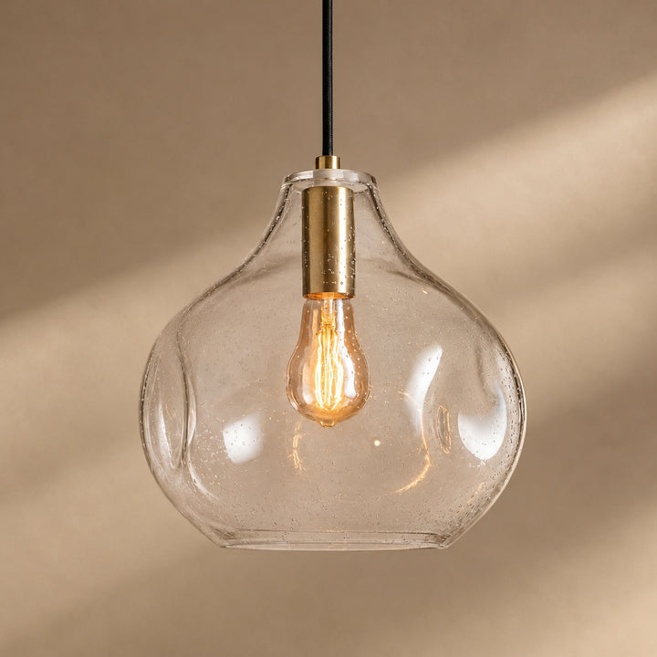 Hand-Blown Organic Glass Pendant Light – Clear, Amber or Smoke, 30cm