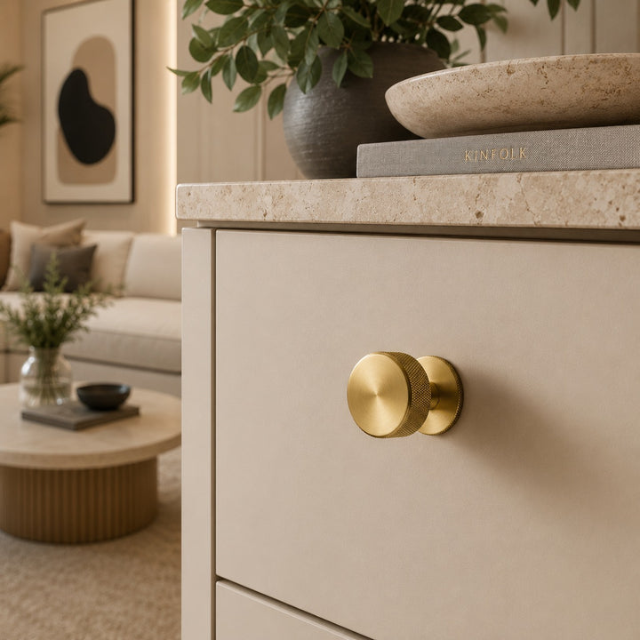 Modern Knurled Kitchen Cabinet Handles and Drawer Pulls Set Durable Metal 3.8-12.6 Inch Options