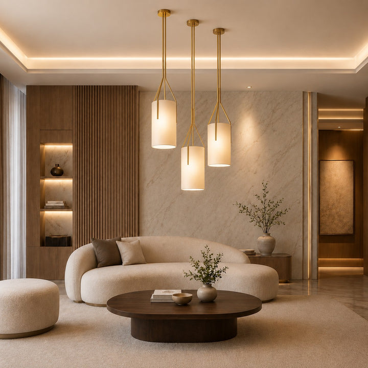 Modern Chandelier Light Adjustable Height Hanging Light Fixtures Gold Metal LED Compatible