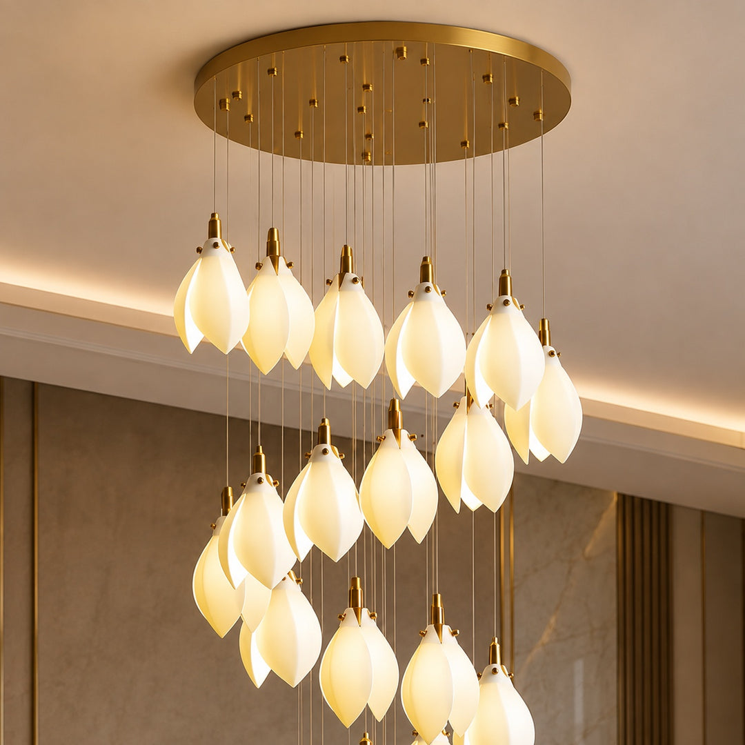 Modern Chandelier Ceiling Light Adjustable Hanging Metal and Ceramic LED Compatible 7 to 64 Lights