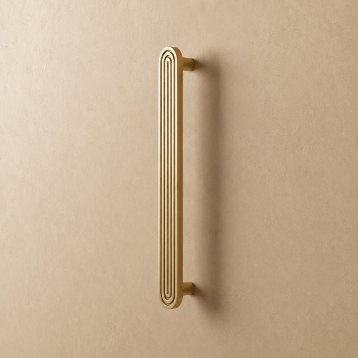 Art Deco Solid Brass Cabinet Knobs and Drawer Pulls with Rounded Edges for Modern Vintage Style