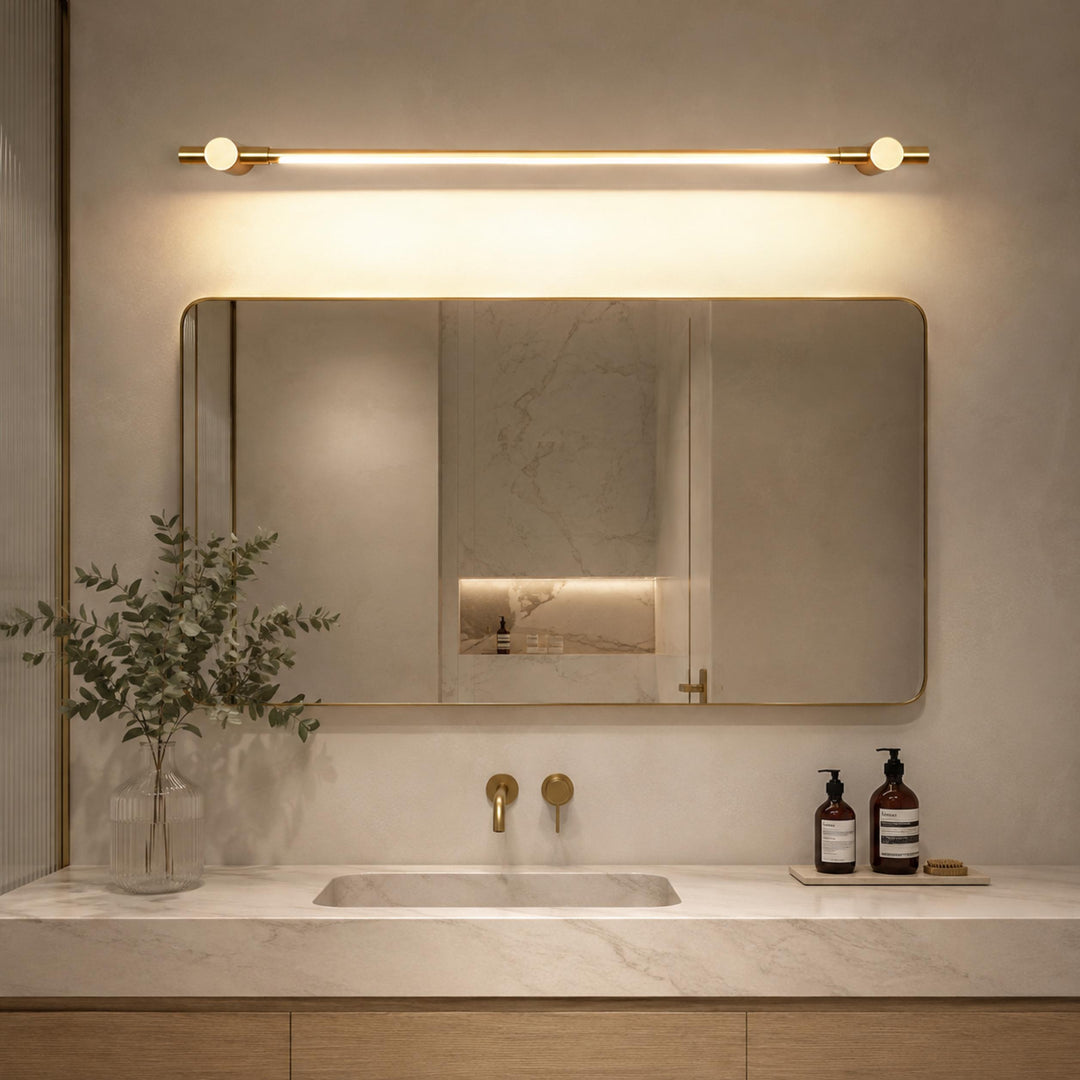 Modern Brass Bathroom Vanity Light Wall Mounted LED Fixture with Acrylic Shade