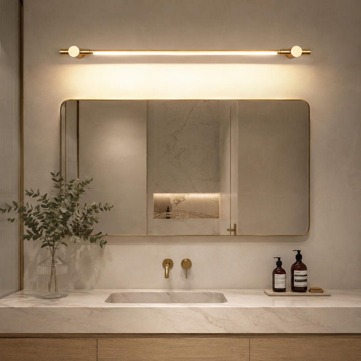 Modern Brass Bathroom Vanity Light Wall Mounted LED Fixture with Acrylic Shade