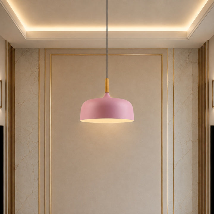 Modern Black Pendant Light Adjustable Hanging Lamp Zinc Alloy and Wood for Kitchen Pendant Lighting
