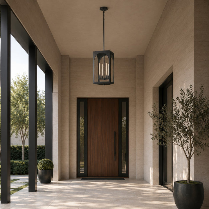 Brass & Black Outdoor Lantern Pendant Light – 18″ or 28″