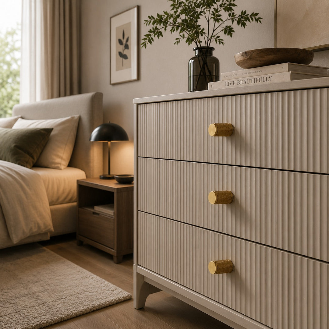 Modern Knurled Cabinet Handle Brass Fixture with Durable Grip for Cabinets and Drawers