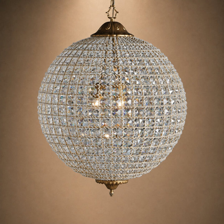 Antique Brass Crystal Round Chandelier – Small or Large Statement Ceiling Light