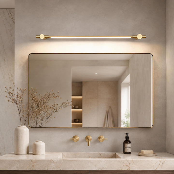 Modern Brass Bathroom Vanity Light Wall Mounted LED Fixture with Acrylic Shade