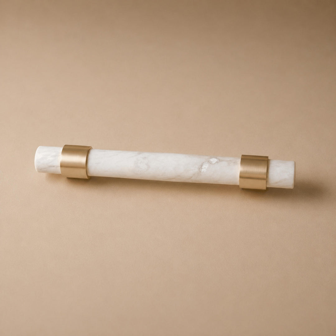 Modern Marble Cabinet Knobs and Drawer Pulls Set Brass Ergonomic Design for Kitchen Cabinets