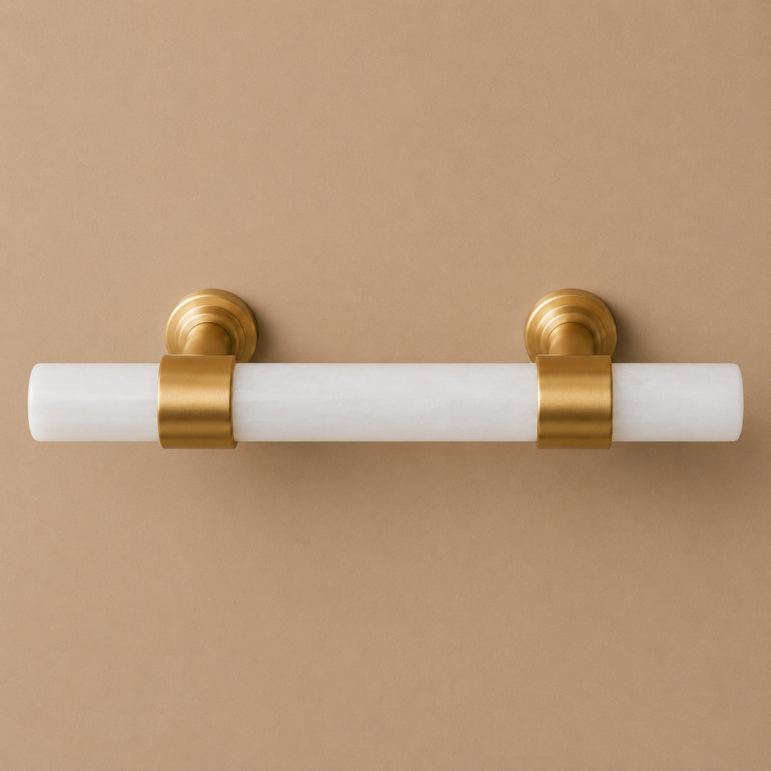 Modern Kitchen Cabinet Handles With Ergonomic Design Brass And Marble Durable Finish