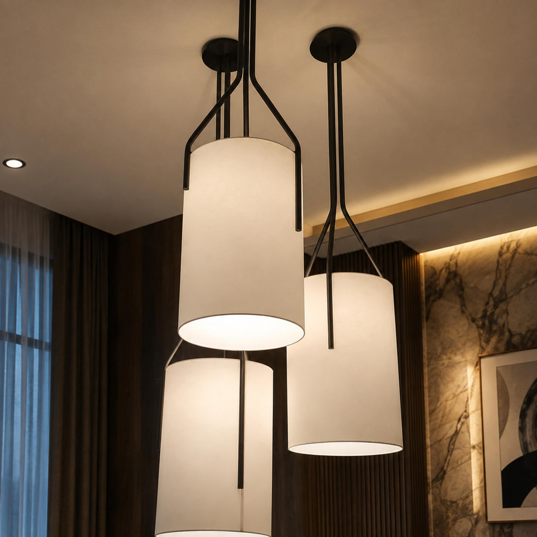 Modern Chandelier Light Adjustable Height Hanging Light Fixtures Gold Metal LED Compatible
