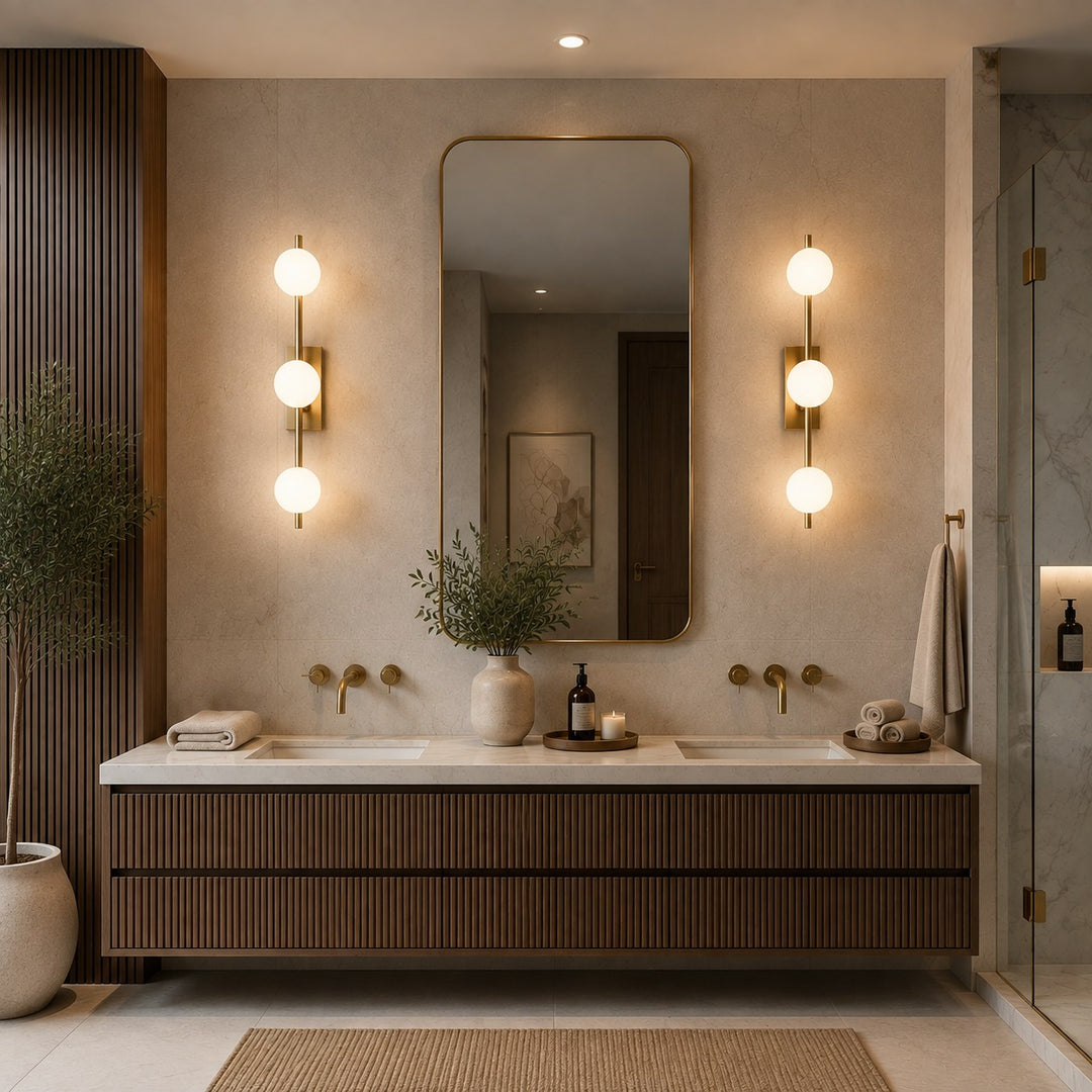 Modern LED Bathroom Vanity Light Bar Wall Mounted Copper with Adjustable Color Temperature