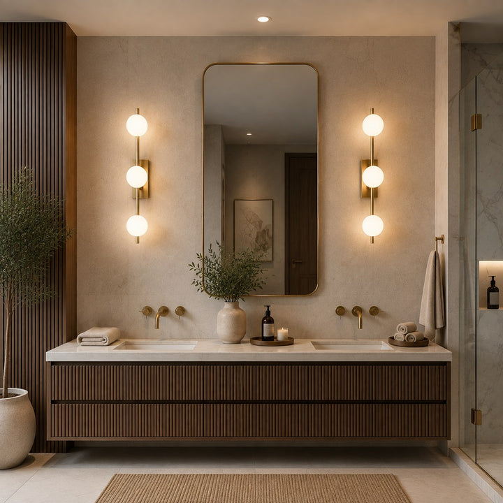 Modern LED Bathroom Vanity Light Bar Wall Mounted Copper with Adjustable Color Temperature