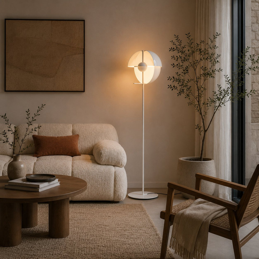 Modern Floor Lamp Adjustable Shade Iron and Acrylic Dimmable Indoor Lighting for Living Room