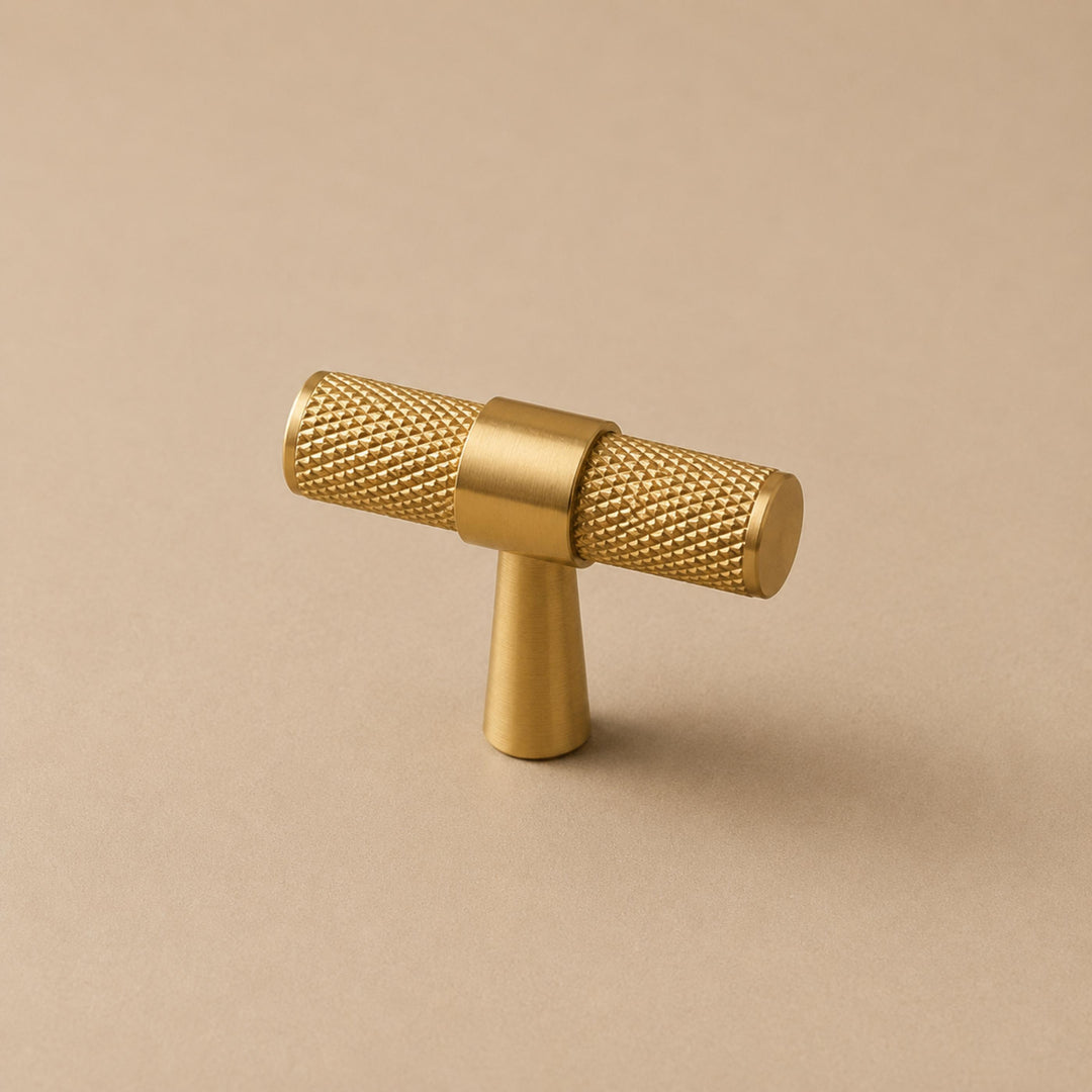Modern Knurled Cabinet Handle Brass Fixture with Durable Grip for Cabinets and Drawers