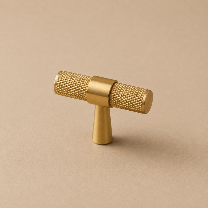 Modern Knurled Cabinet Handle Brass Fixture with Durable Grip for Cabinets and Drawers