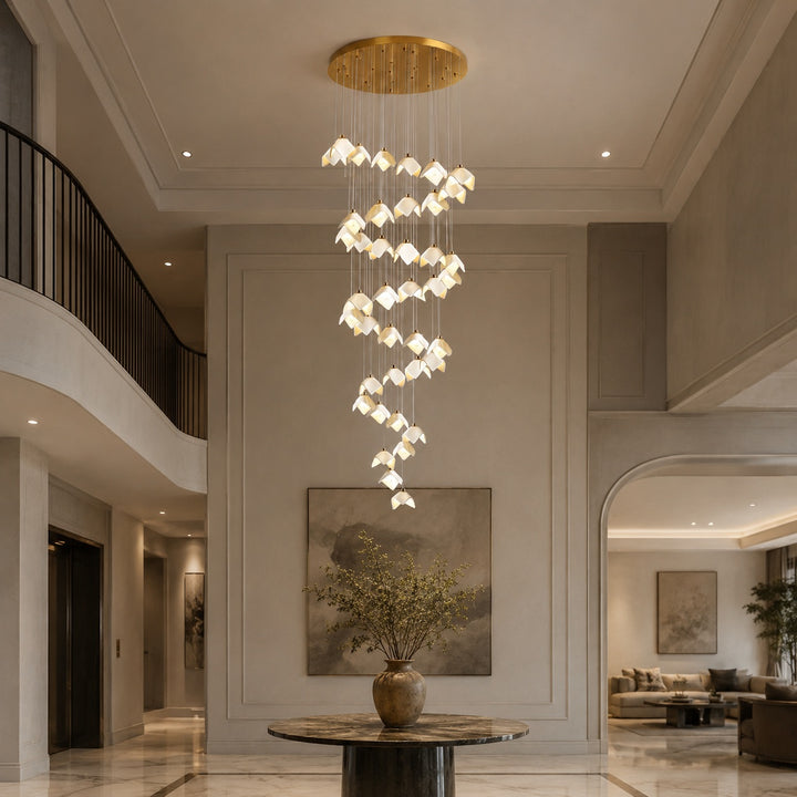 Modern Chandelier Ceiling Light Adjustable Gold Metal and Ceramic LED Fixture 7 to 64 Bulbs