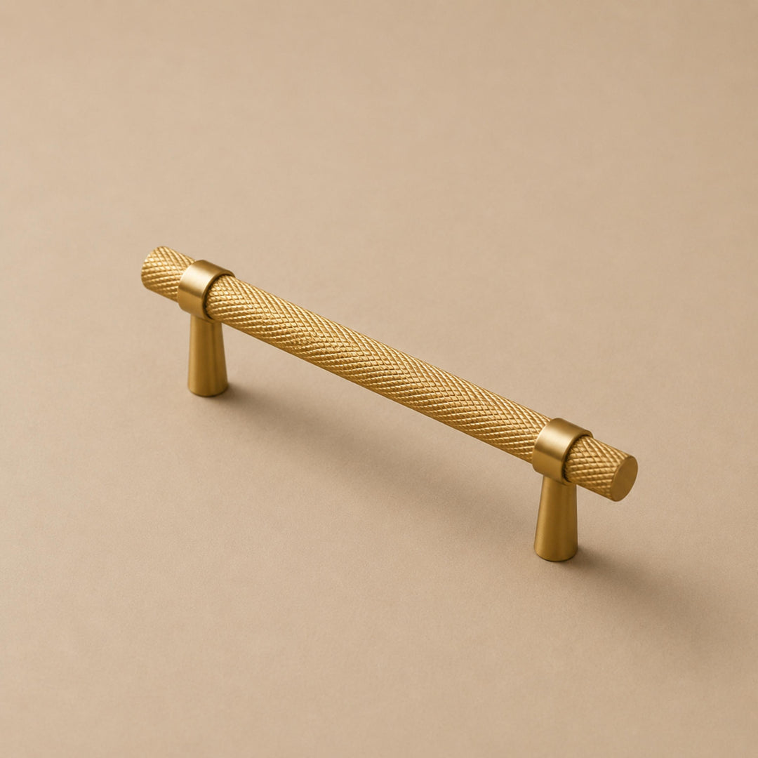 Modern Knurled Cabinet Handle Brass Fixture with Durable Grip for Cabinets and Drawers