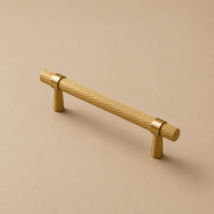 Modern Knurled Cabinet Handle Brass Fixture with Durable Grip for Cabinets and Drawers