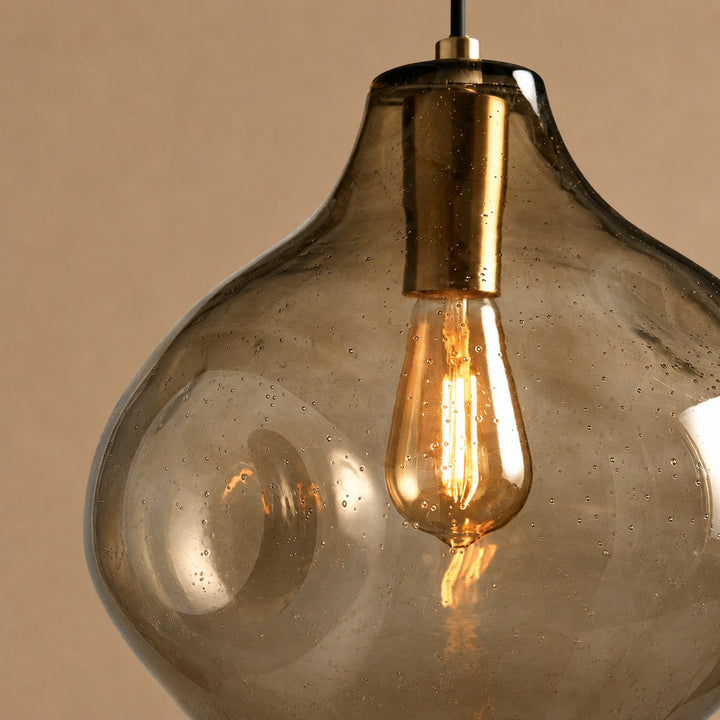 Hand-Blown Organic Glass Pendant Light – Clear, Amber or Smoke, 30cm