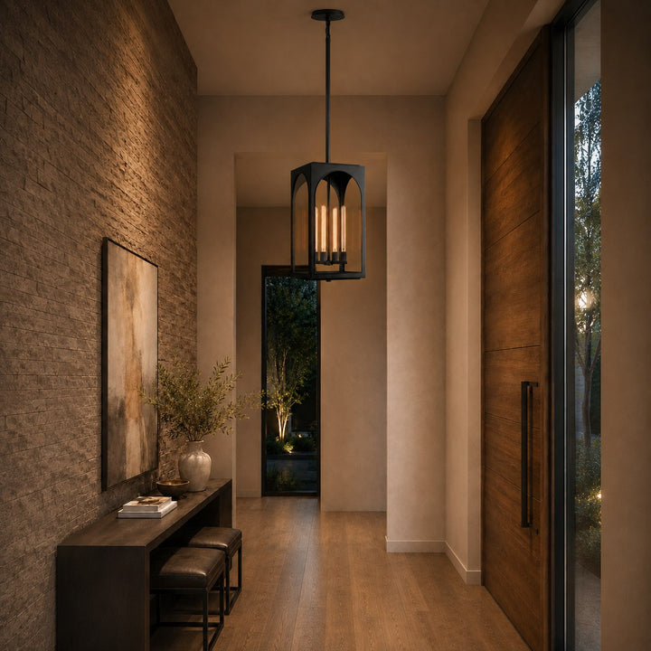 Brass & Black Outdoor Lantern Pendant Light – 18″ or 28″