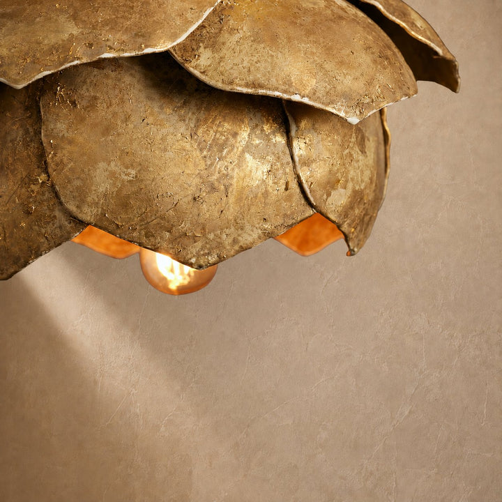 Sculptural Flower Pendant Light in Gold or Bronze – 18cm