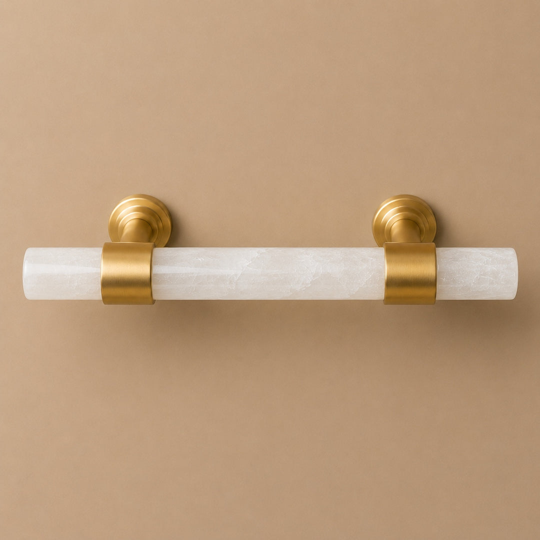 Modern Kitchen Cabinet Handles With Ergonomic Design Brass And Marble Durable Finish