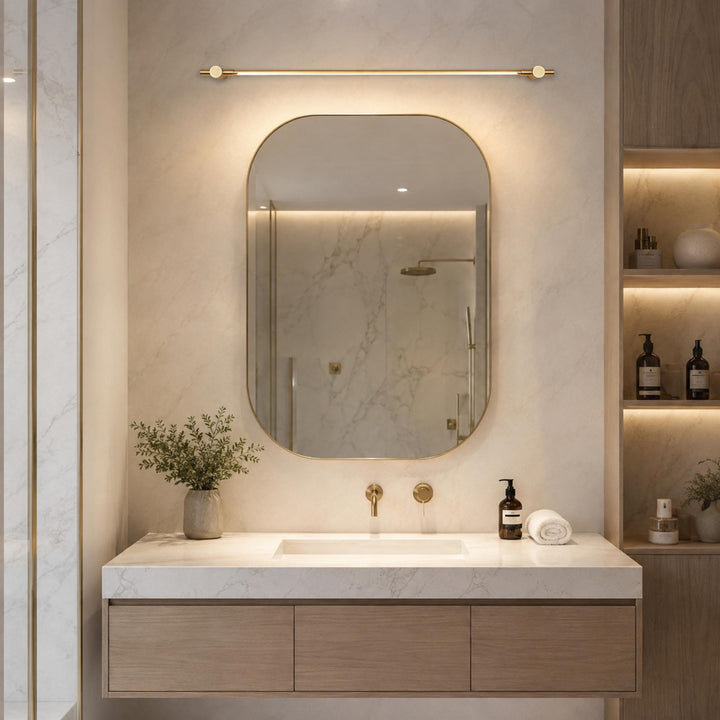 Modern Brass Bathroom Vanity Light Wall Mounted LED Fixture with Acrylic Shade