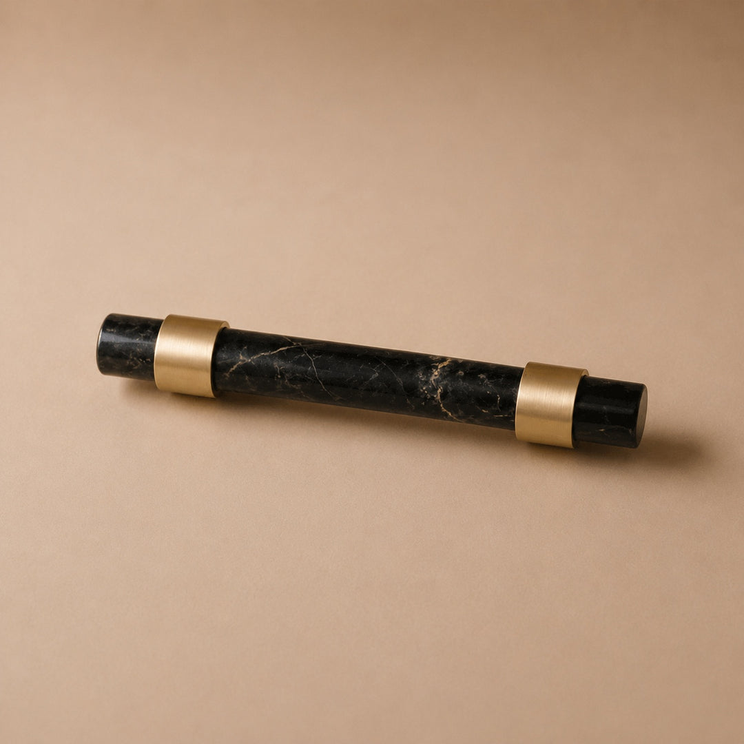 Modern Marble Cabinet Knobs and Drawer Pulls Set Brass Ergonomic Design for Kitchen Cabinets