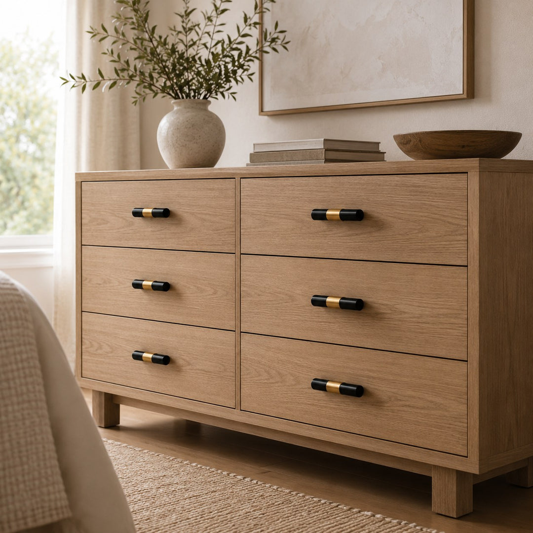 Modern Marble Cabinet Knobs and Drawer Pulls Set Brass Ergonomic Design for Kitchen Cabinets