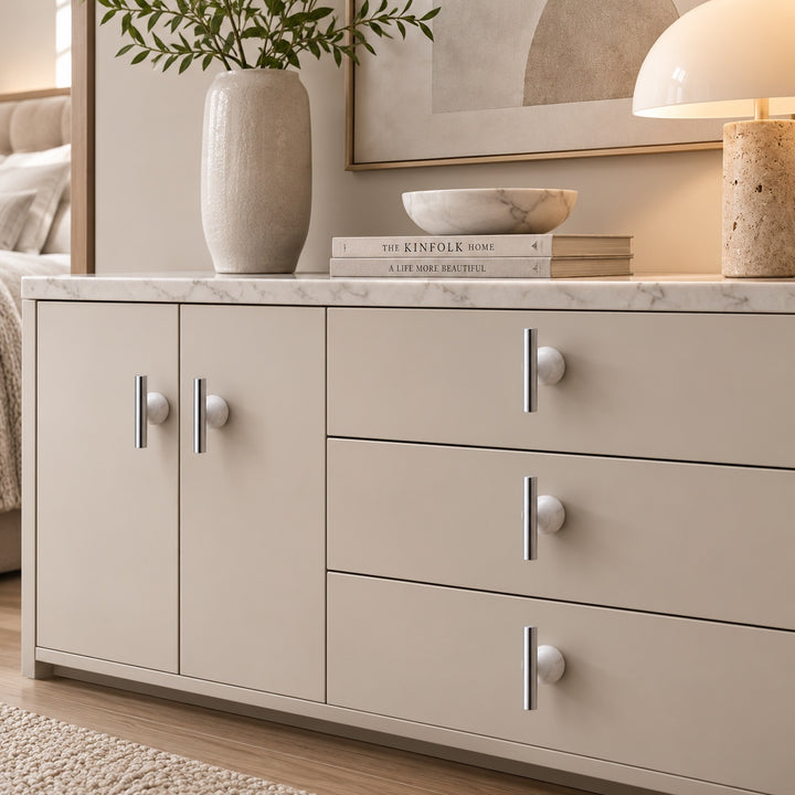 Modern Crystal Drawer Pulls and Knobs Set with Rust-Resistant Brass Finish for Kitchen Cabinets