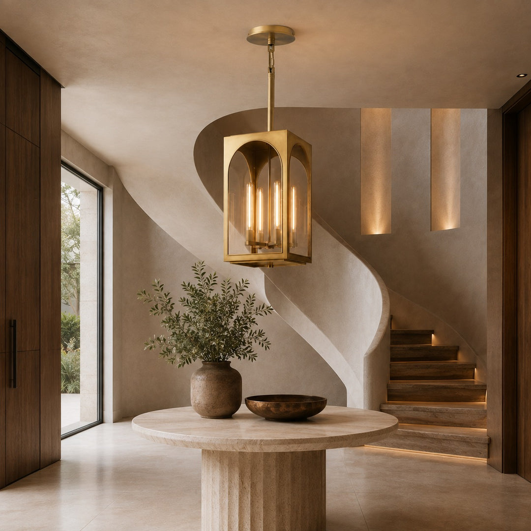 Brass & Black Outdoor Lantern Pendant Light – 18″ or 28″