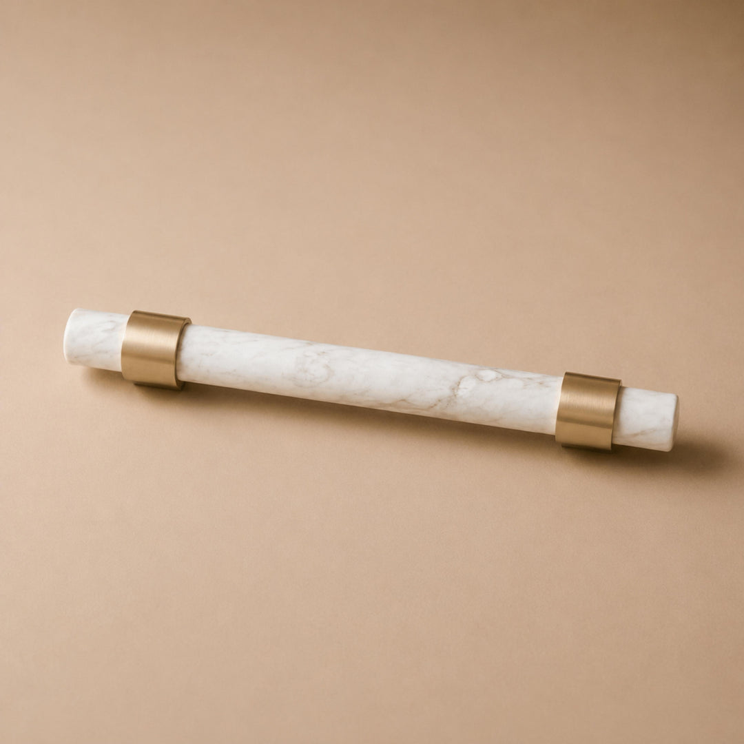 Modern Marble Cabinet Knobs and Drawer Pulls Set Brass Ergonomic Design for Kitchen Cabinets