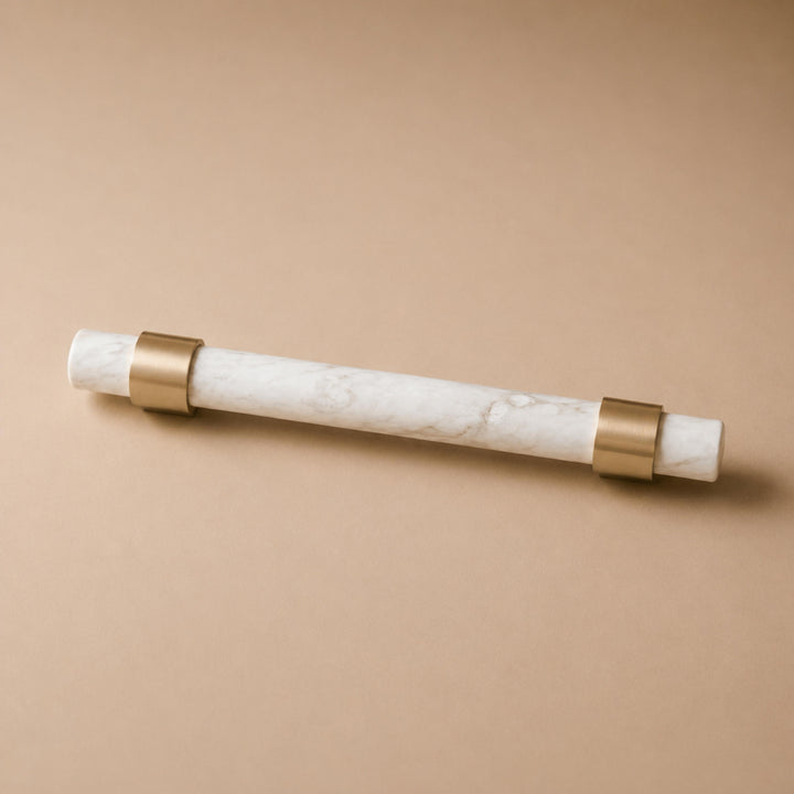 Modern Marble Cabinet Knobs and Drawer Pulls Set Brass Ergonomic Design for Kitchen Cabinets