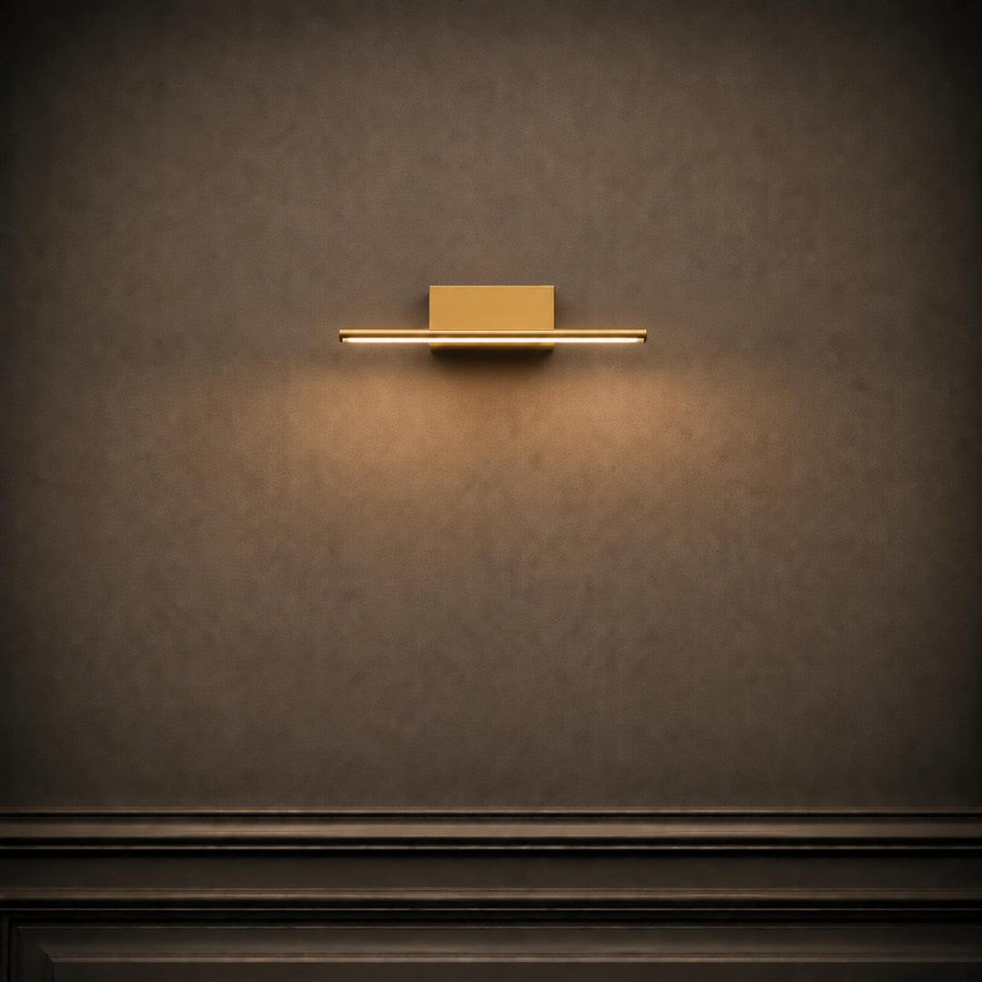 Modern Brass Vanity Light Wall Mounted Slim Cylinder LED Fixture for Bathroom Lighting