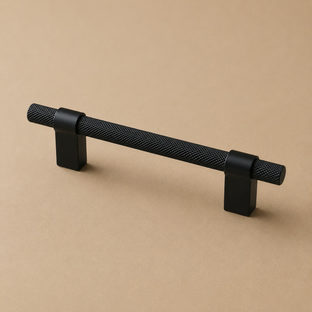 Modern Knurled Kitchen Cabinet Handles and Drawer Pulls Set Durable Metal 3.8-12.6 Inch Options