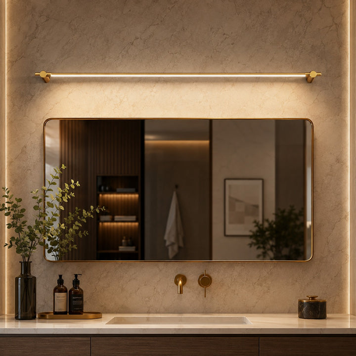 Modern Brass Bathroom Vanity Light Wall Mounted LED Fixture with Acrylic Shade