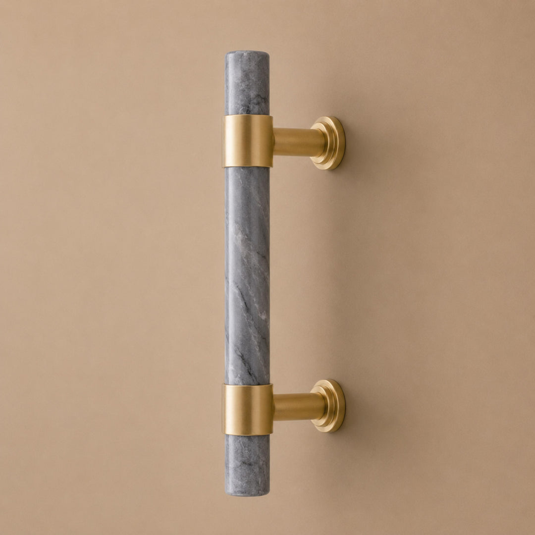 Modern Kitchen Cabinet Handles With Ergonomic Design Brass And Marble Durable Finish